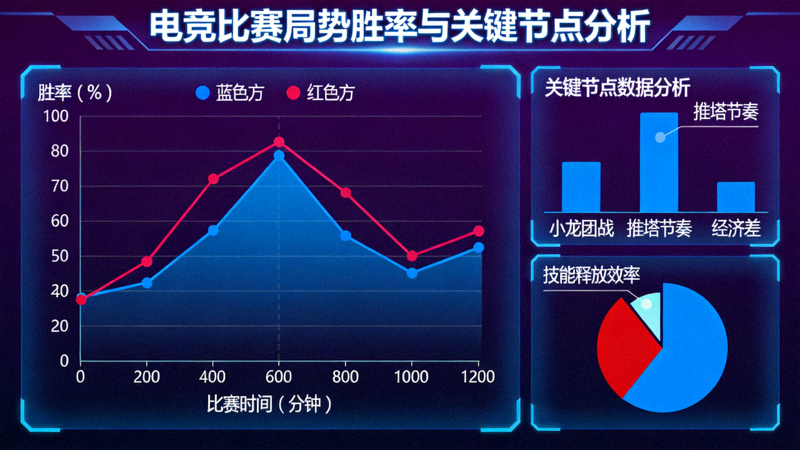 电竞比赛局势胜率走势图与关键节点数据分析画面
